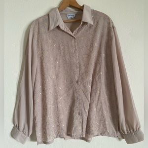 Bon Worth Chamagne Beige Button Up Sheer Blouse